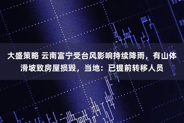 大盛策略 云南富宁受台风影响持续降雨，有山体滑坡致房屋损毁，当地：已提前转移人员