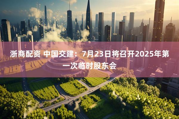 浙商配资 中国交建：7月23日将召开2025年第一次临时股东会
